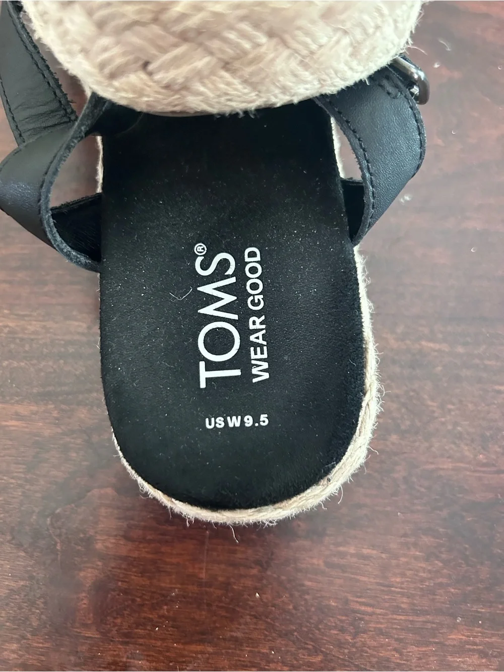 Toms Black Espadrille Sandals with Ankle Strap